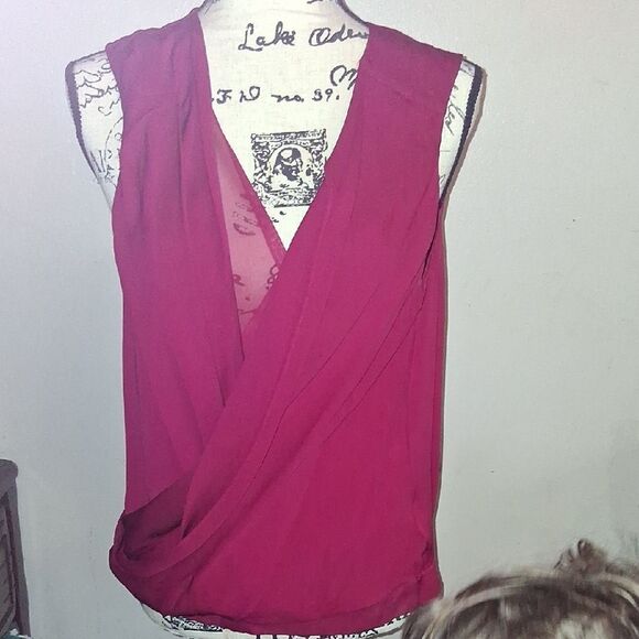 Diane Von Furstenberg Tops - Diane Von Furstenberg Deep Red Wrap Silk Blouse Size 10
